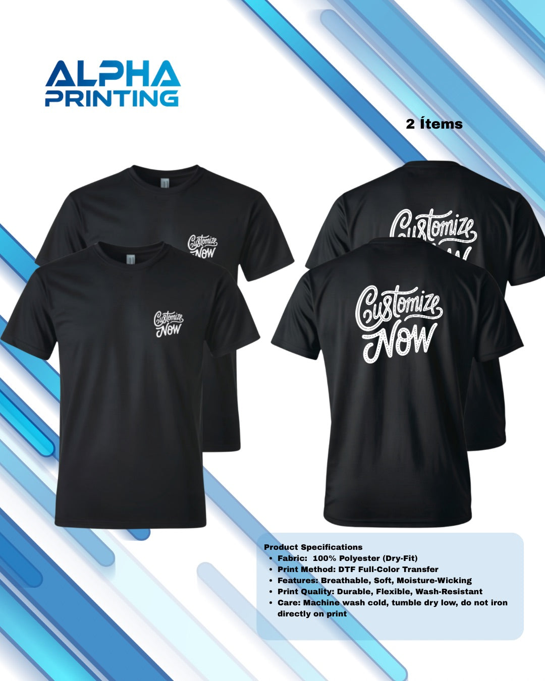 Set T-Shirts DryFit Full Print (Front/Back)