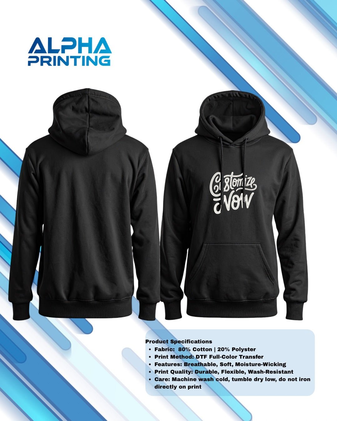 T- Shirts Long Sleeve With Hood Light Cotton Full Print (Front)